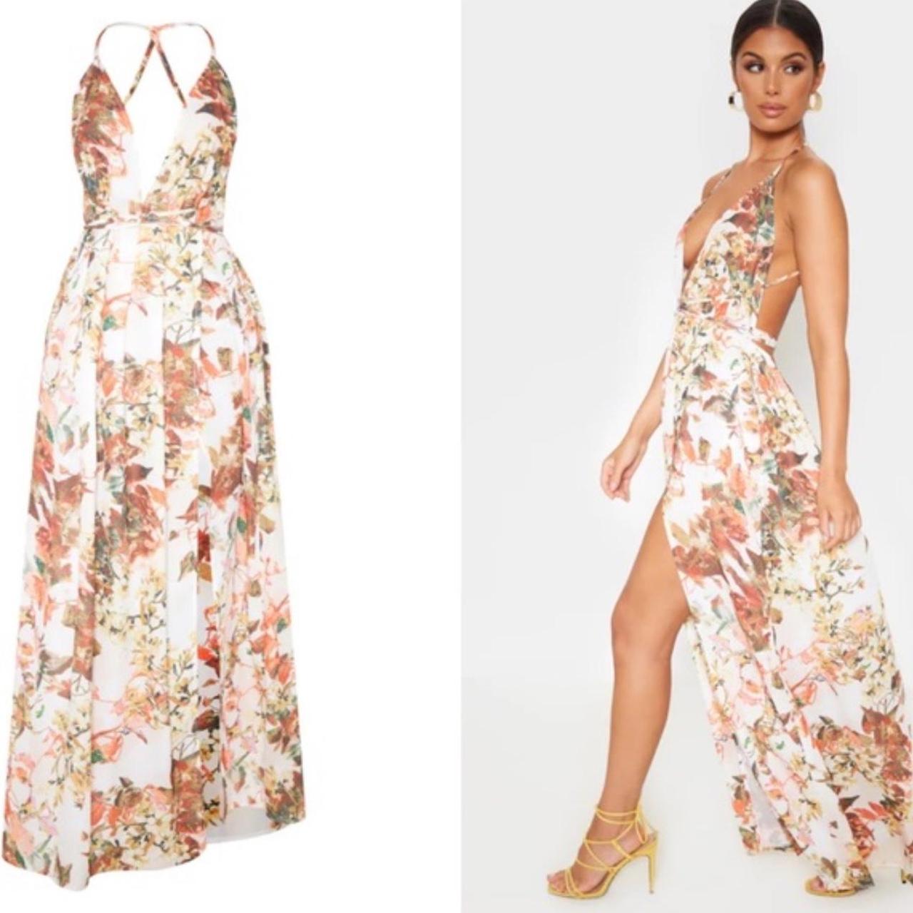PrettyLittlething White floral print Chiffon
