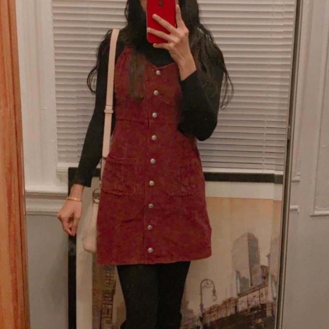 EXPRESS Wine Button Front Corduroy Dress Worn