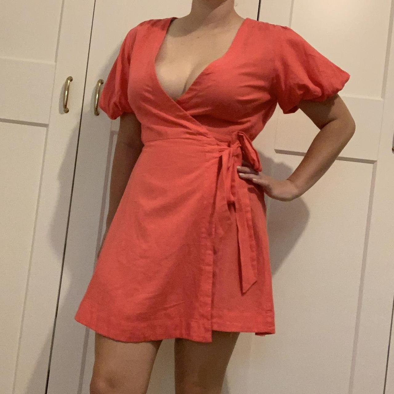 Size 10 BNWT sportsgirl pink linen dress puff... Depop