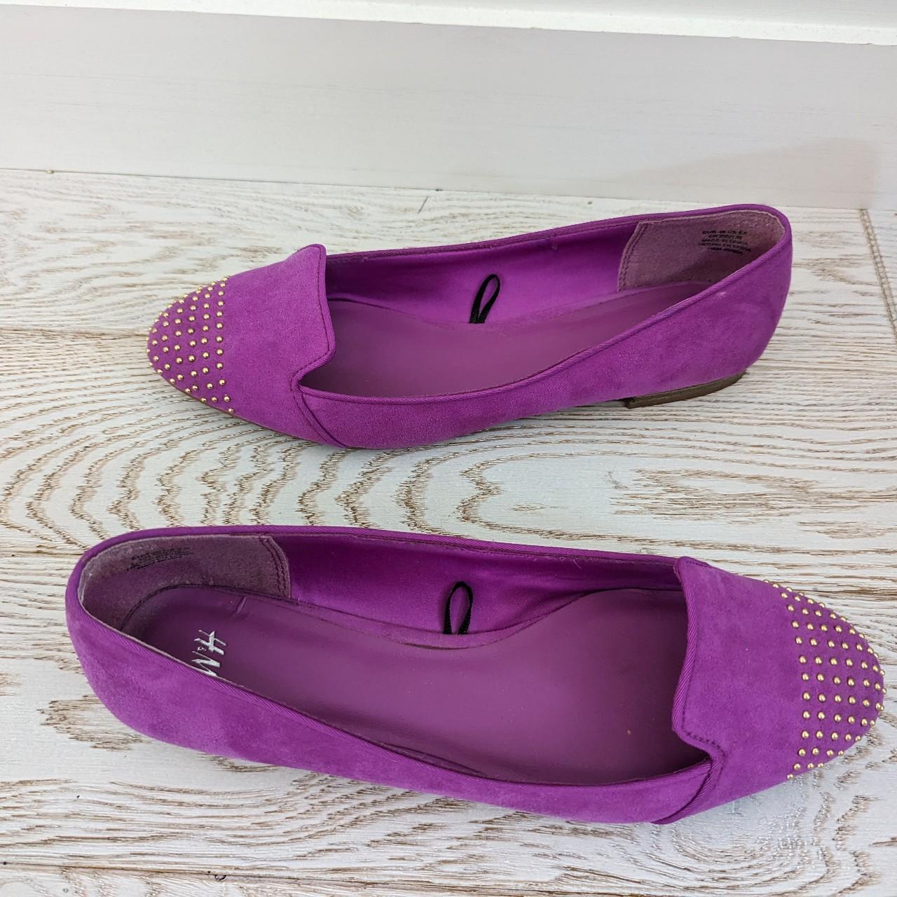 H&M Fuchsia/Purple Studded Toe Flats Sz. 8.5 EUC... Depop