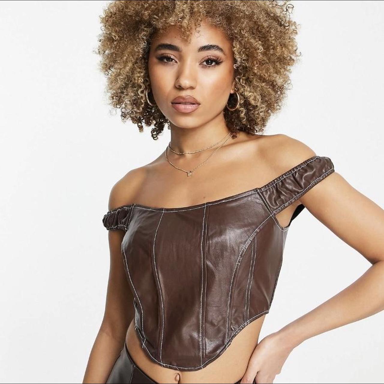 Missguided Women's Brown Corset Depop