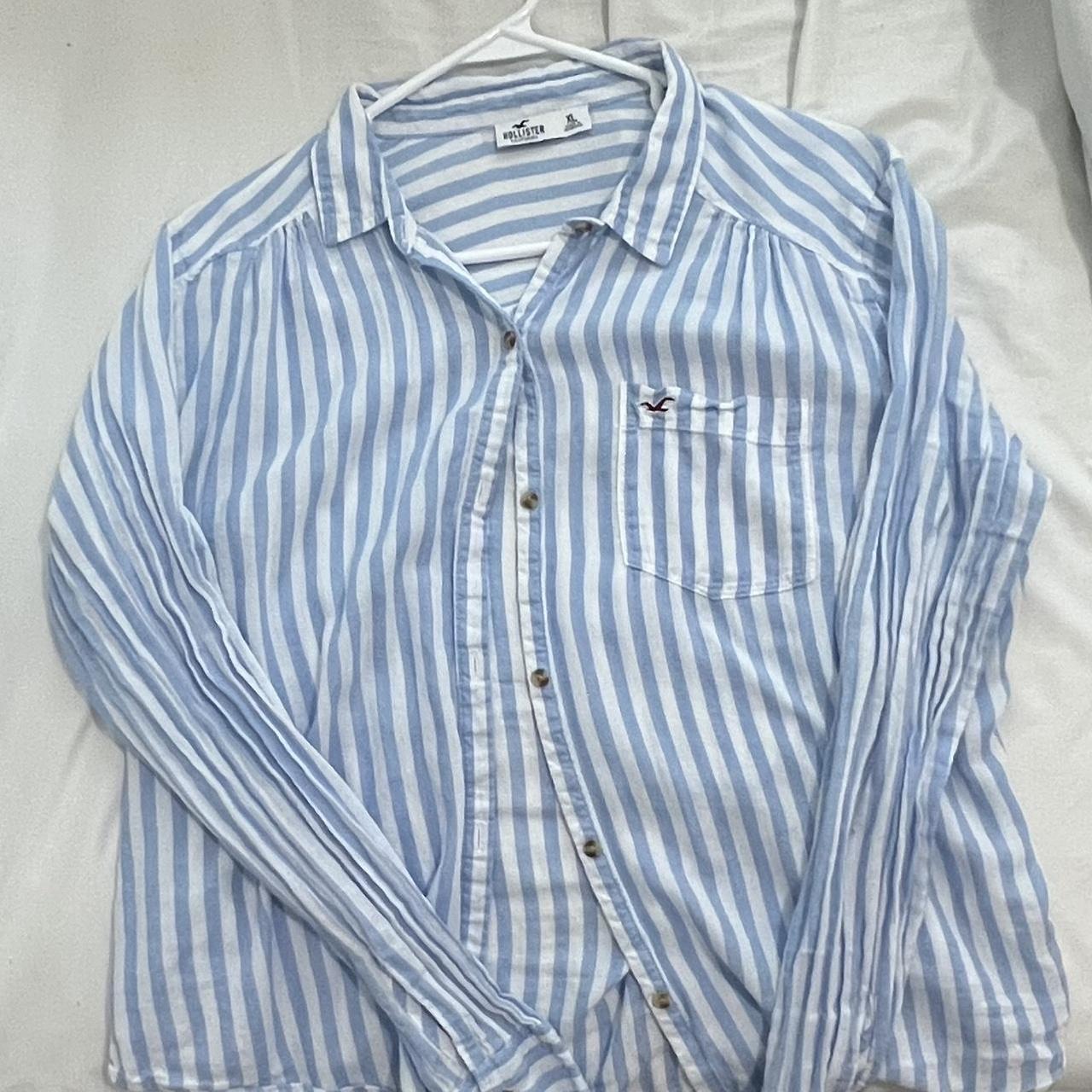 Hollister blue and white striped fashion shirt