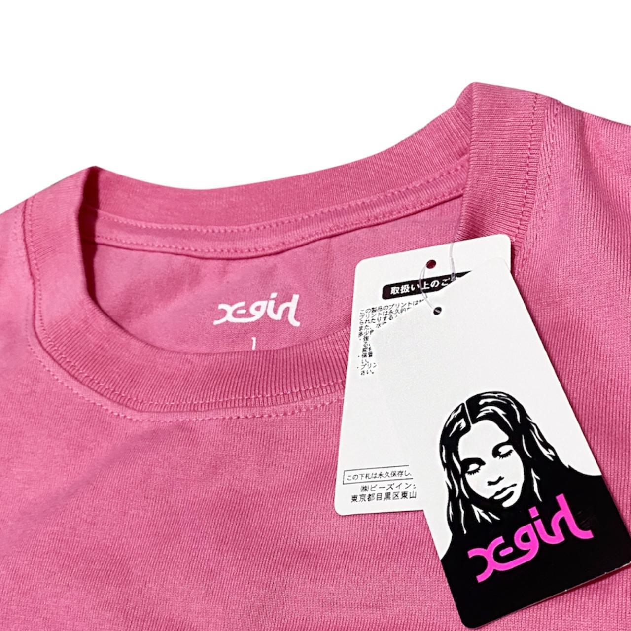 X-Girl  Women's Pink and Silver T-shirt (3)