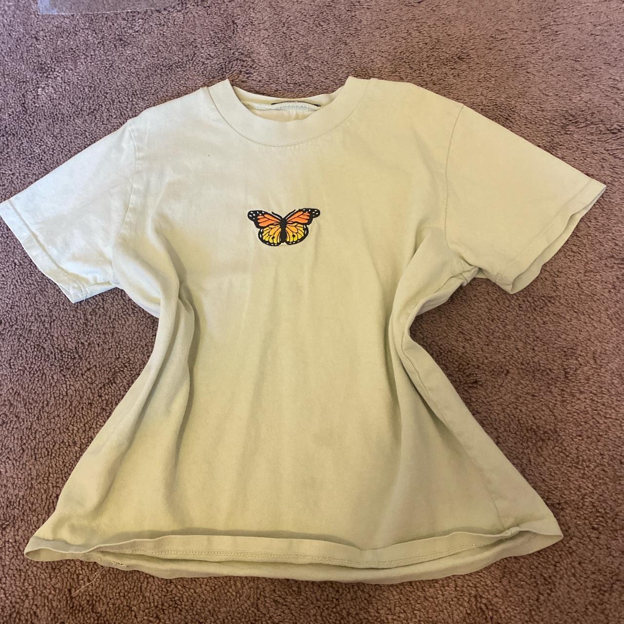 Brandy Melville green butterfly shirt Size... Depop