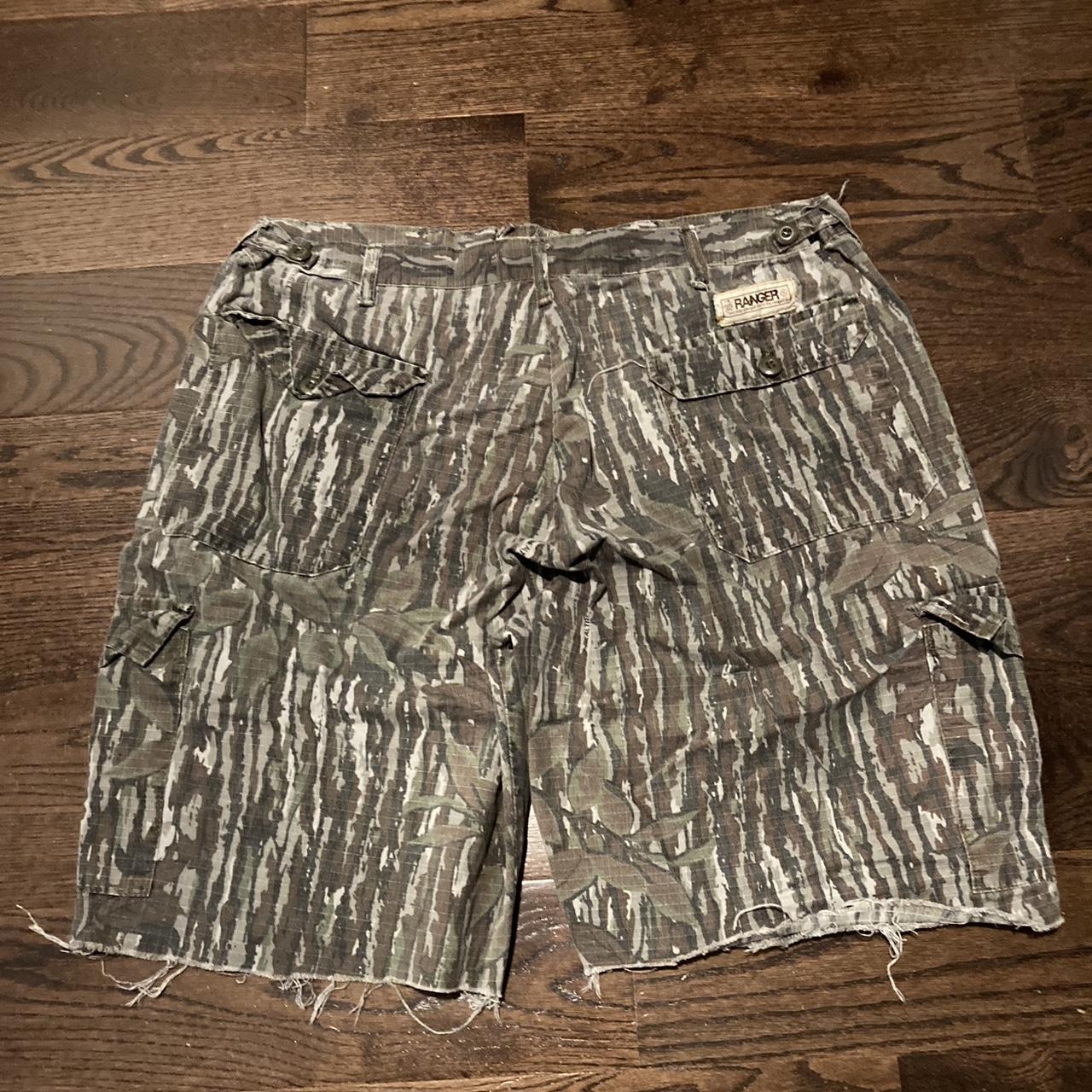 Baggy fit cargo camo jorts, size 38 Ask any... - Depop