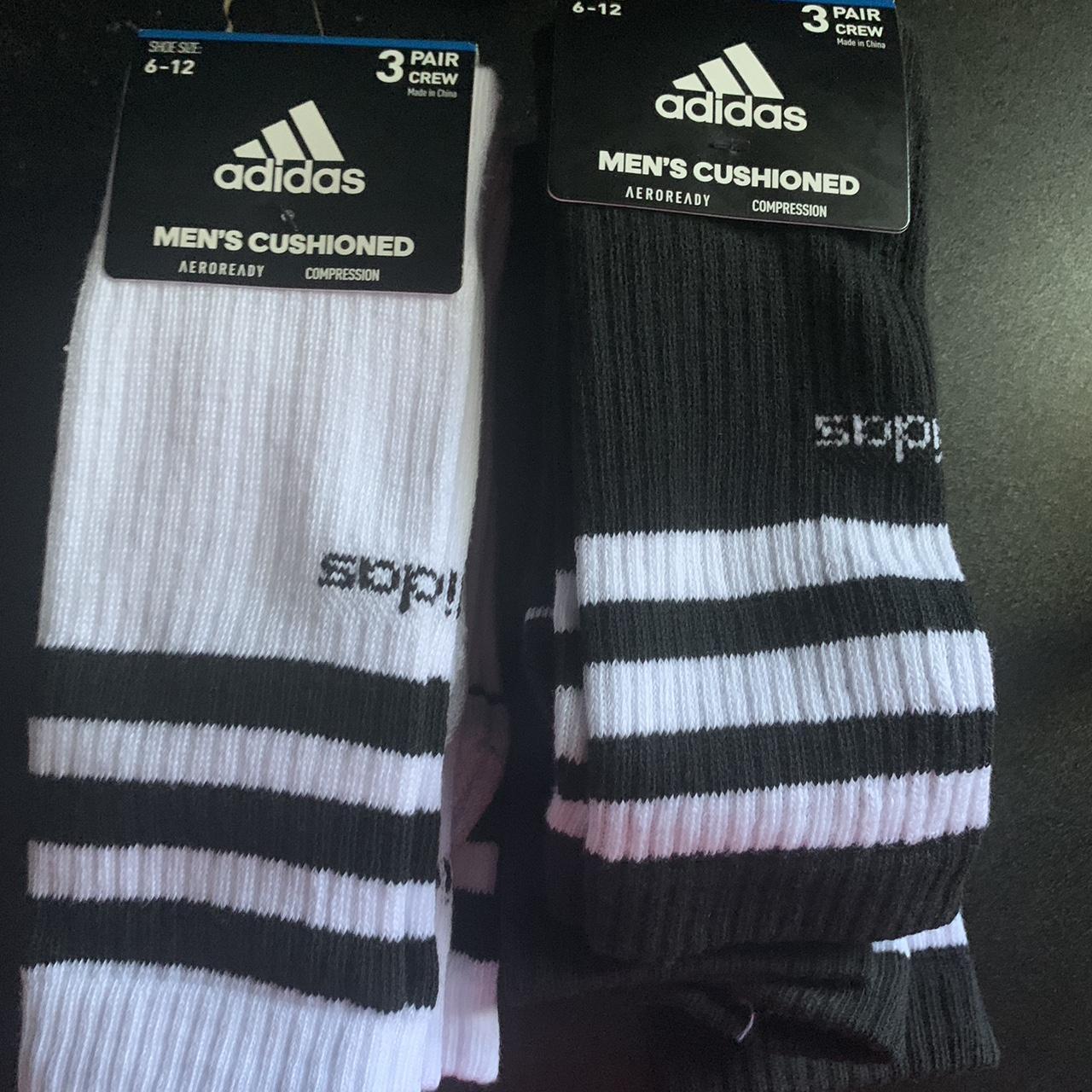 3 stripe black and white adidas socks price 28$ - Depop