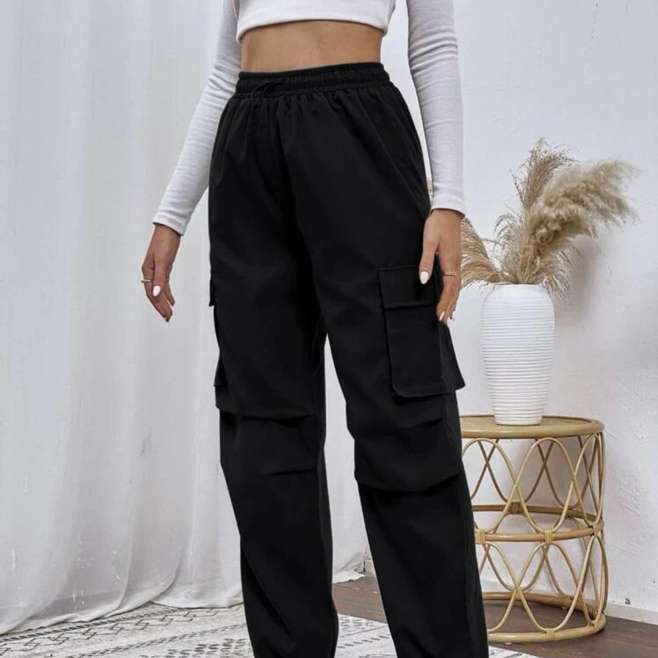 SheIn Women's Casual Pocket Detail Sweatpant Belted Elastic Waist Solid Cargo  Pants Black XL price in UAE | Amazon UAE | kanbkam