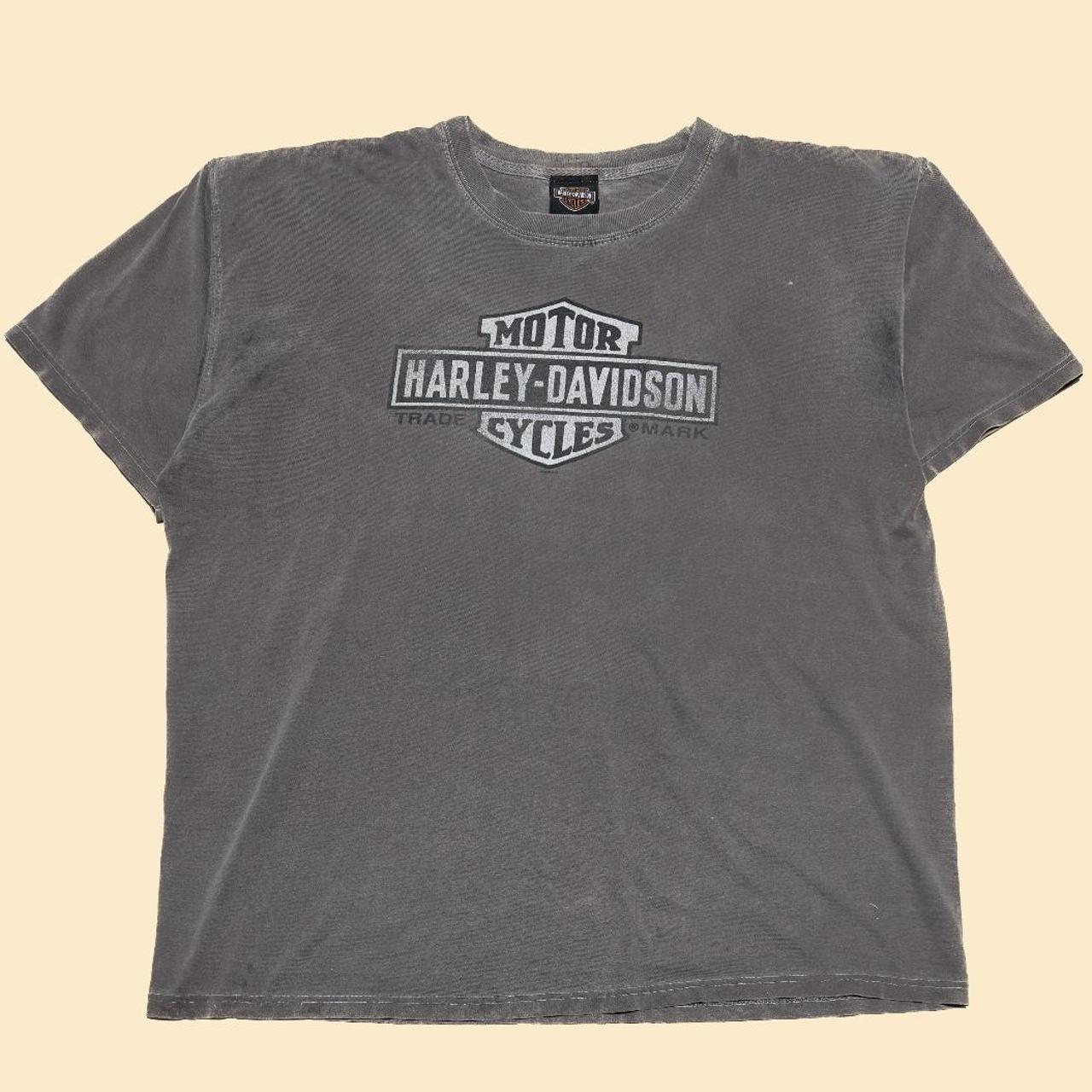 Harley Davidson Men's Grey and Brown T-shirt | Depop