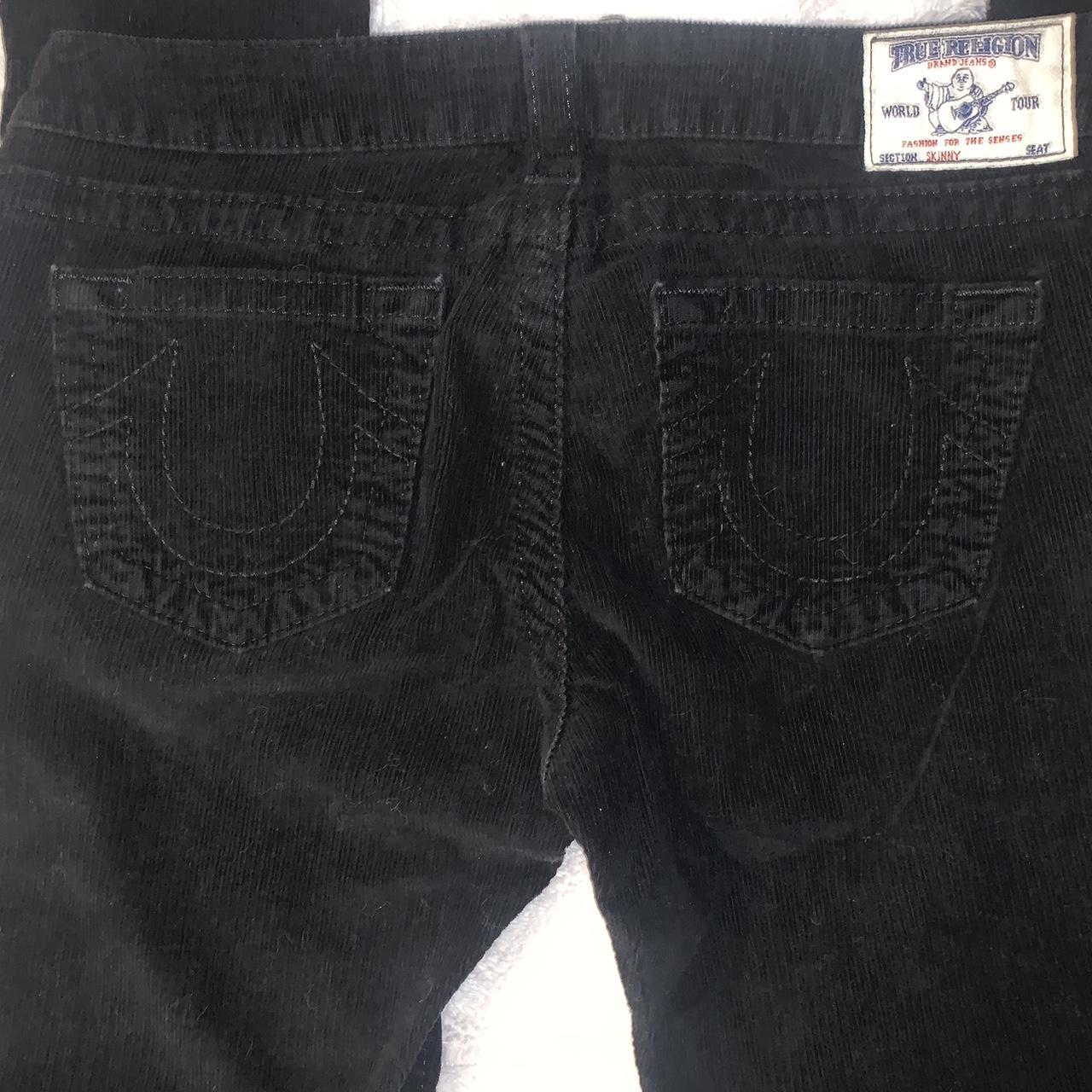 WOMEN black low rise corduroy true religion jeans... - Depop