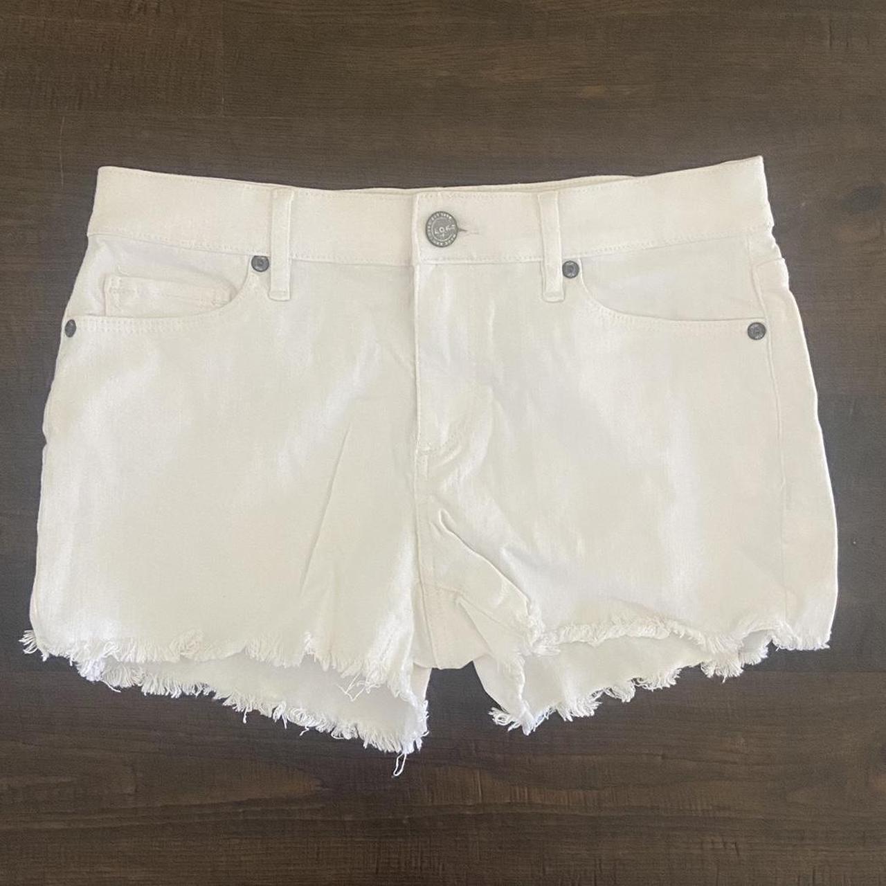 White Loft denim shorts with frayed hem Size 0