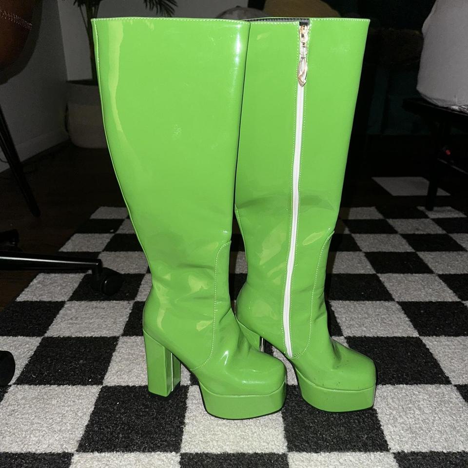 GREEN GO GO BOOTS size 5 women s brand Depop