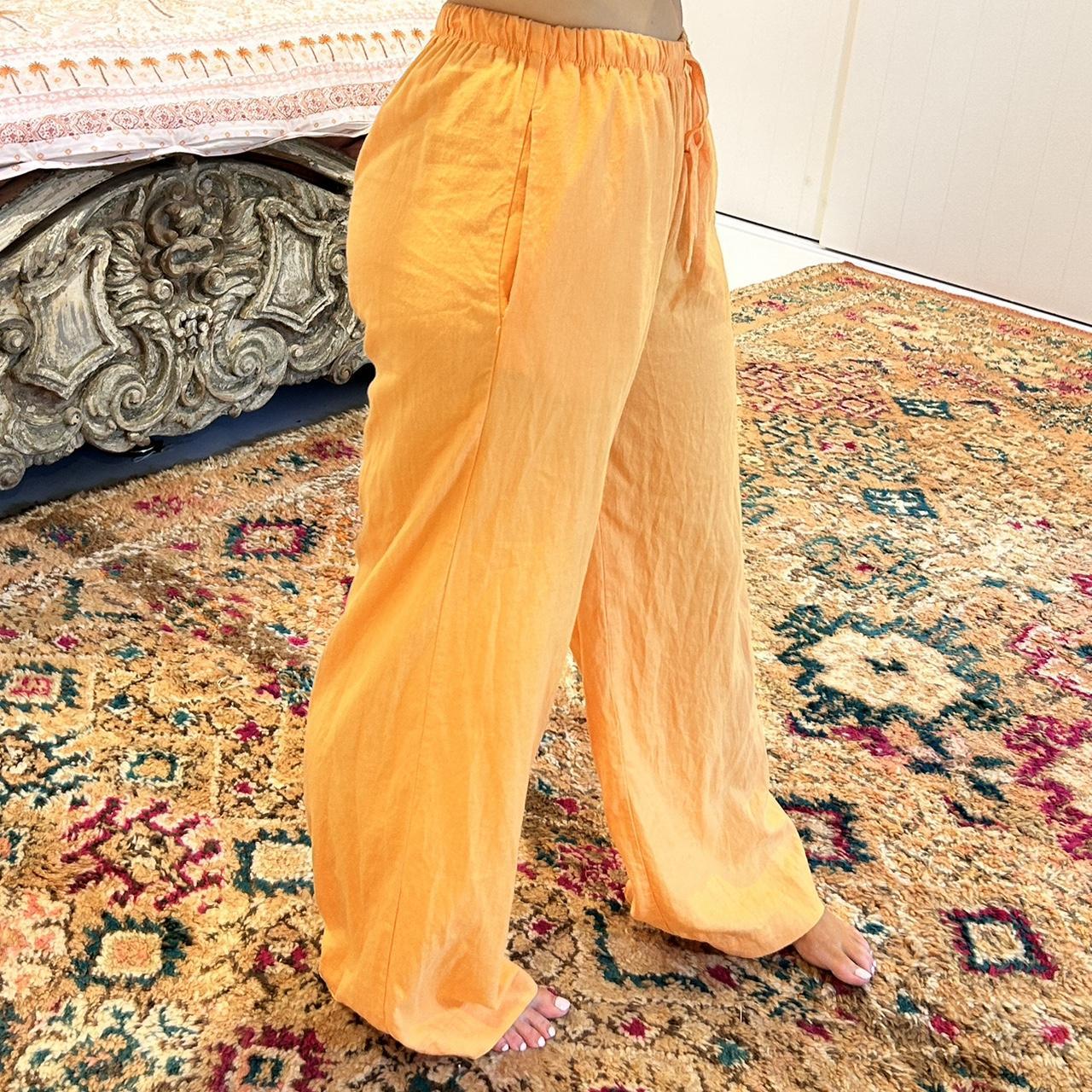 Bright orange cotton on linen pants. Size 8 true to... Depop