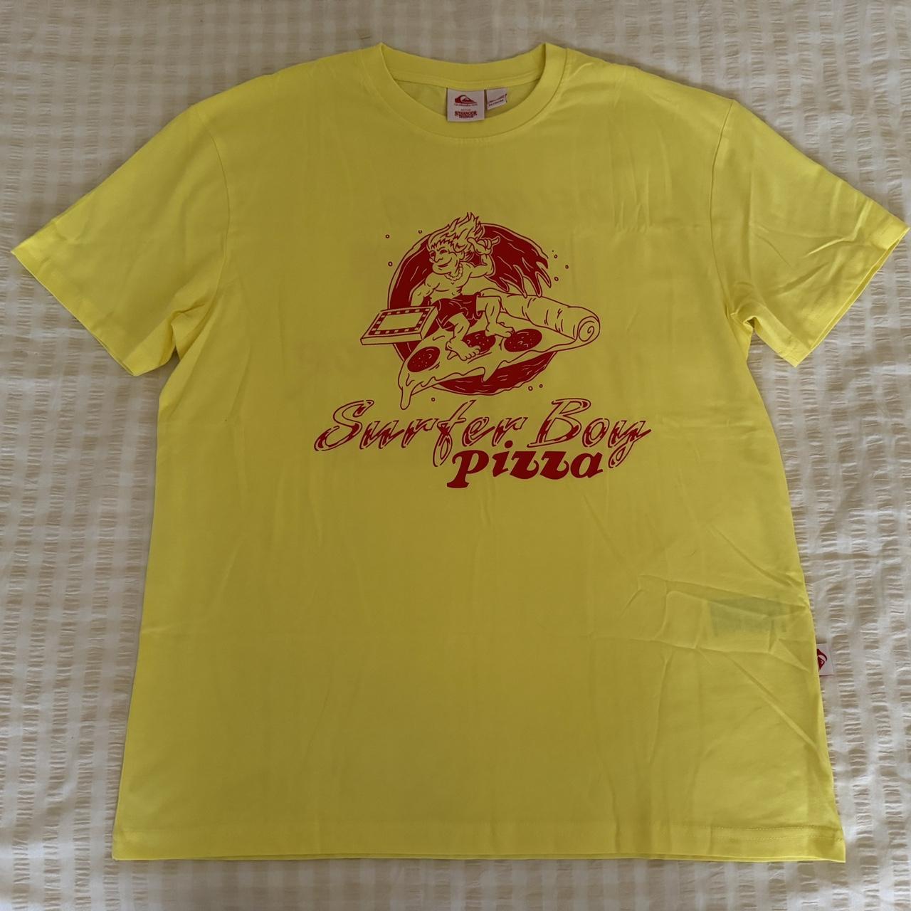 Stranger things x quicksilver surfer boy pizza shirt... Depop