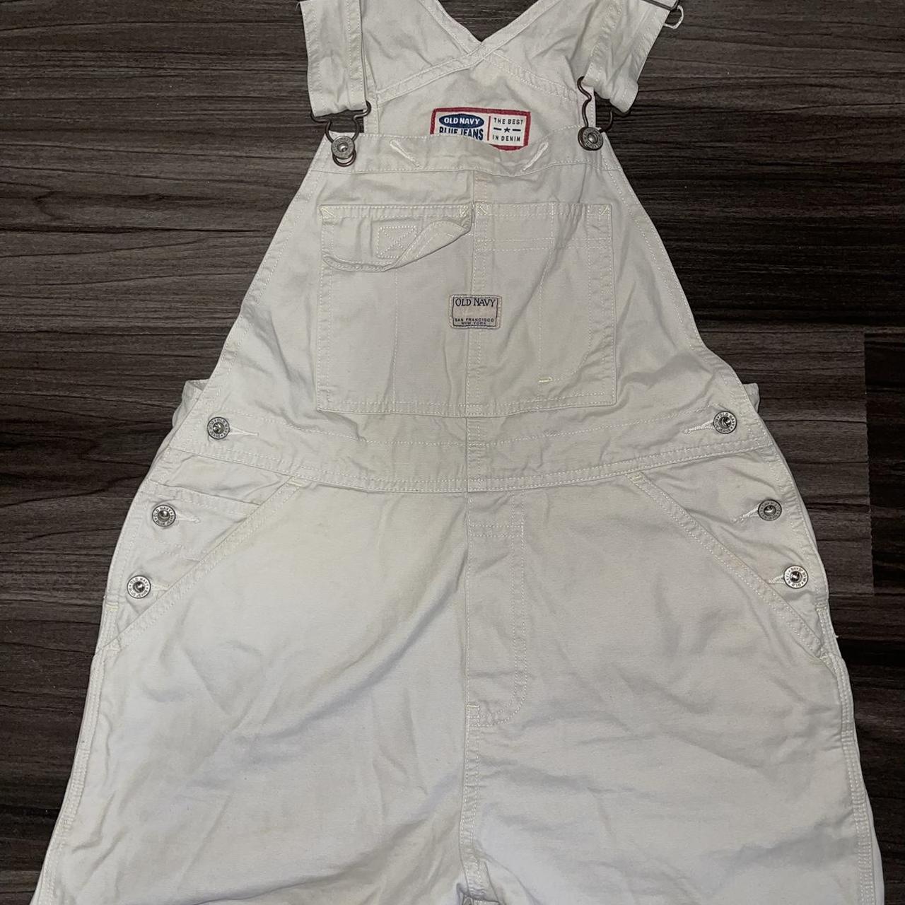 Old Navy Women's Cream Dungareesoveralls Depop