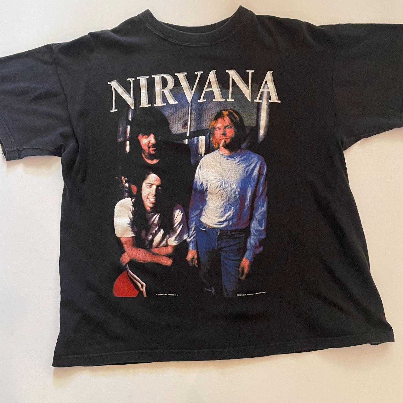 Vintage Nirvana Shirt Mens Medium Black 90s 1999... - Depop