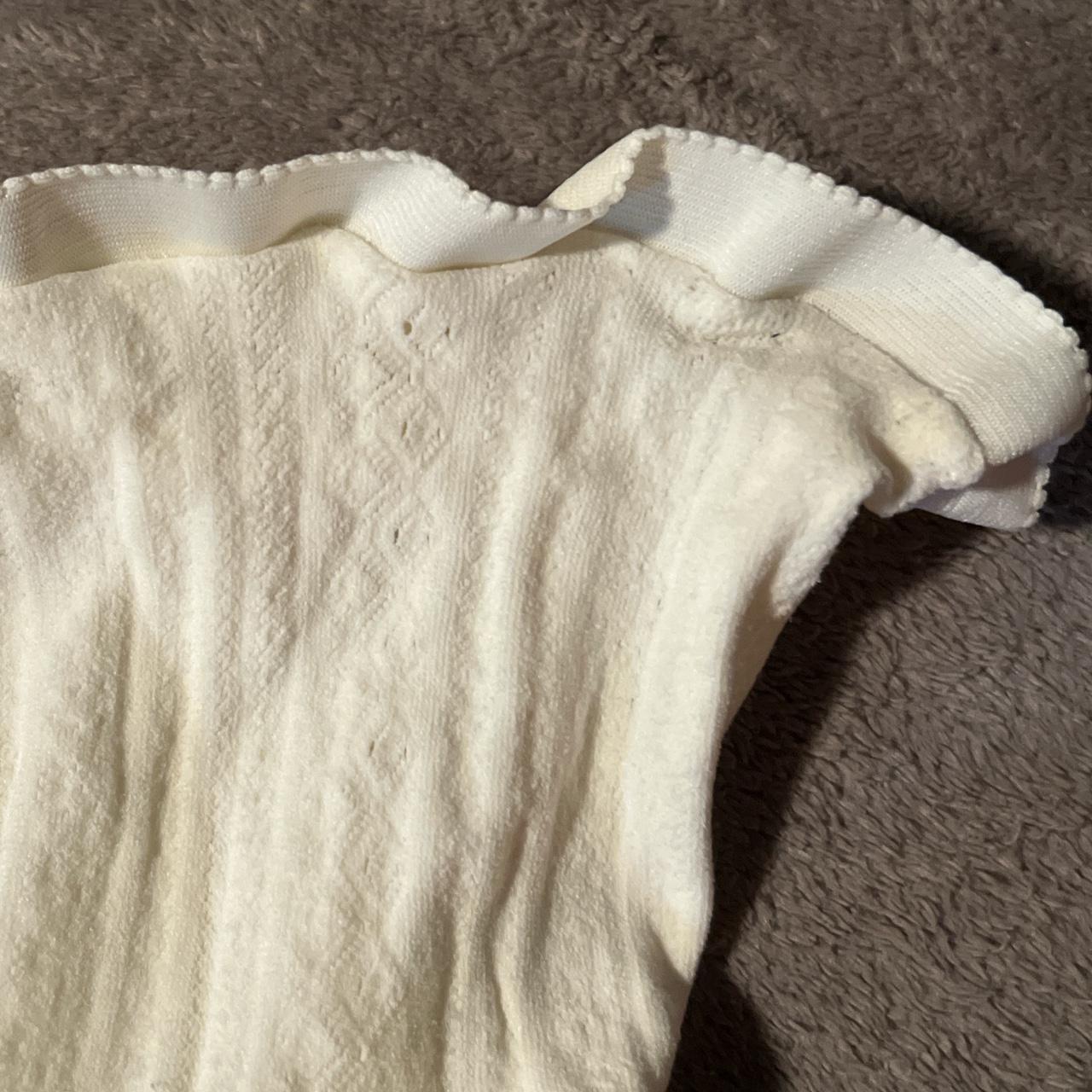 cream tights with elasticated waistband and lace... Depop