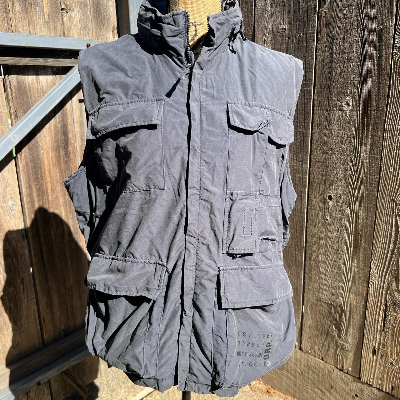 Men’s DKNY multi pocket vest. Hood zipper in... Depop
