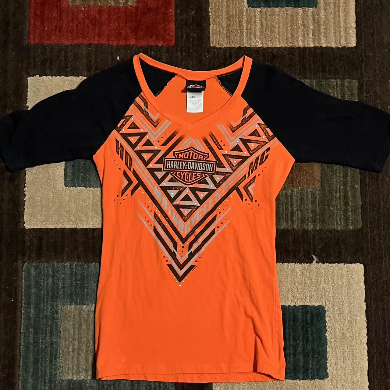 Harley Davidson Womens Orange T Shirt Depop 7203