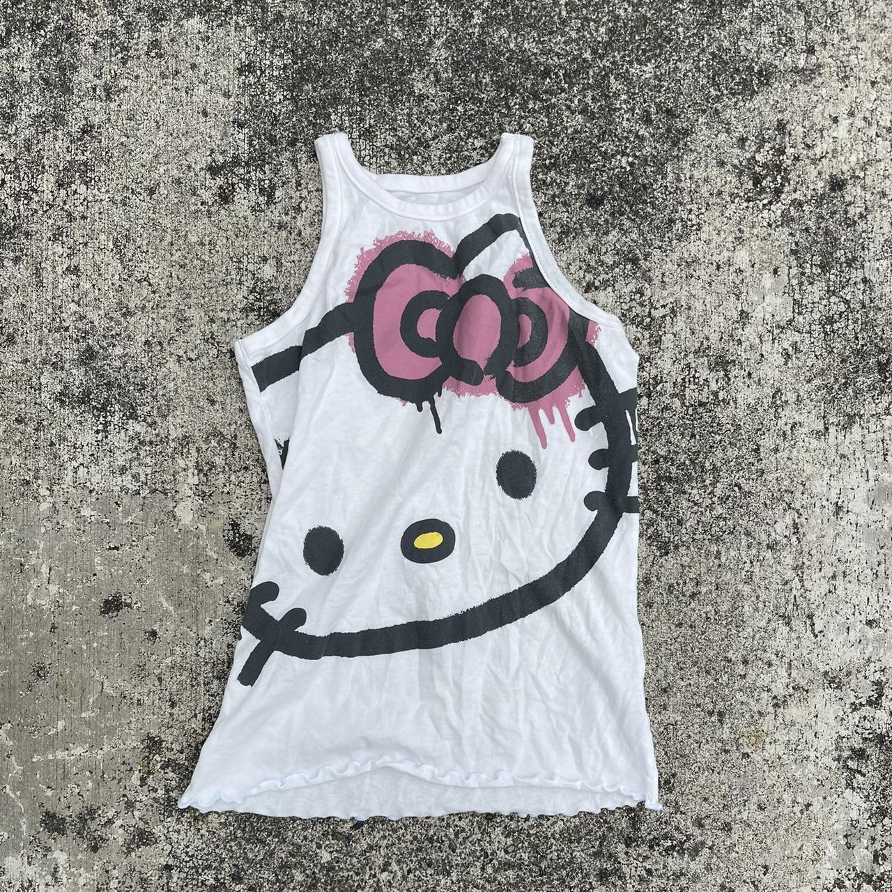 y2k hello kitty tank top really cute design with... - Depop