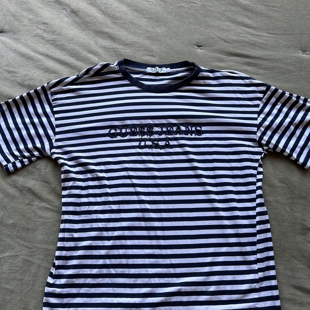 Guess striped T shirt #guess #streetwear - Depop