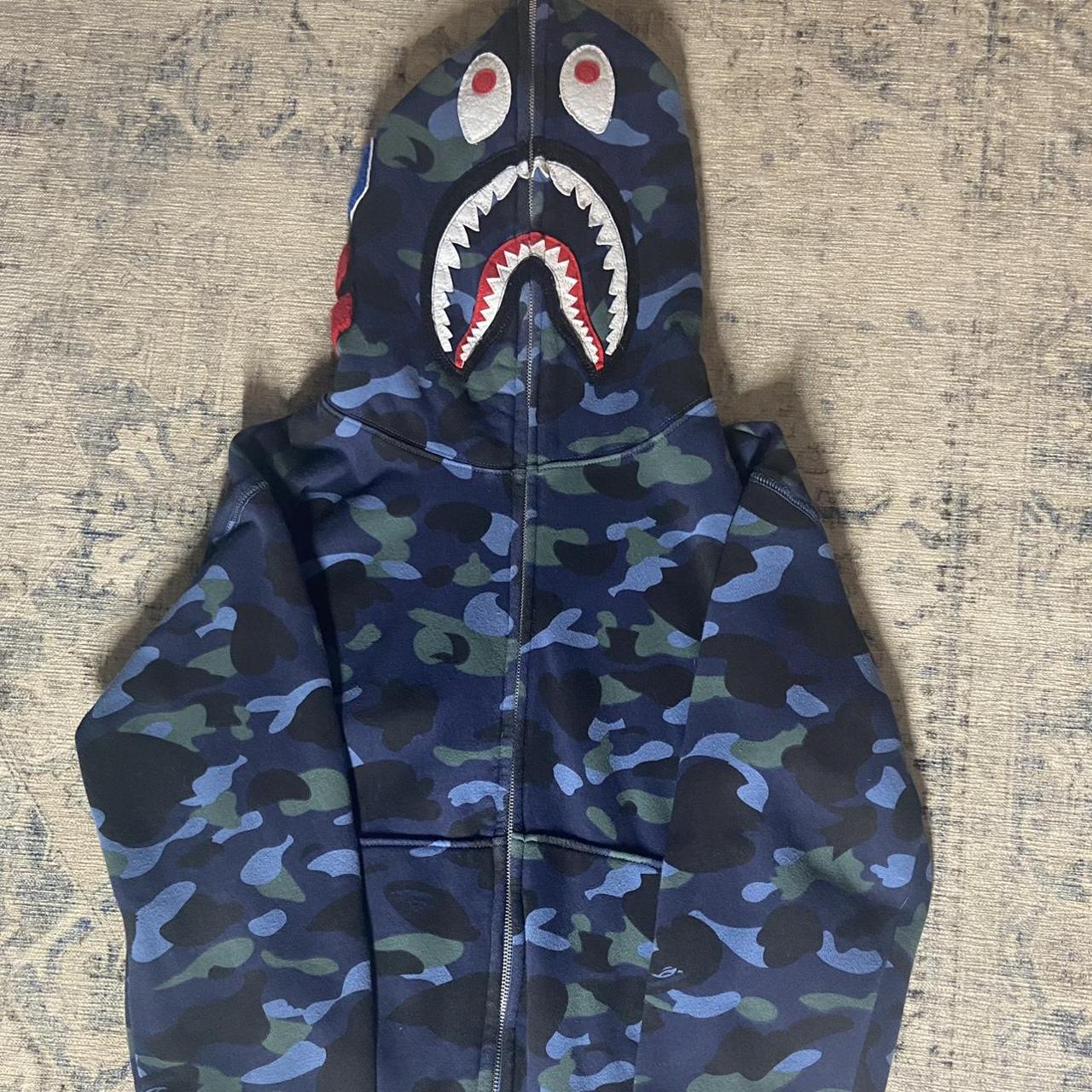 BAPE Women's Blue Hoodie | Depop