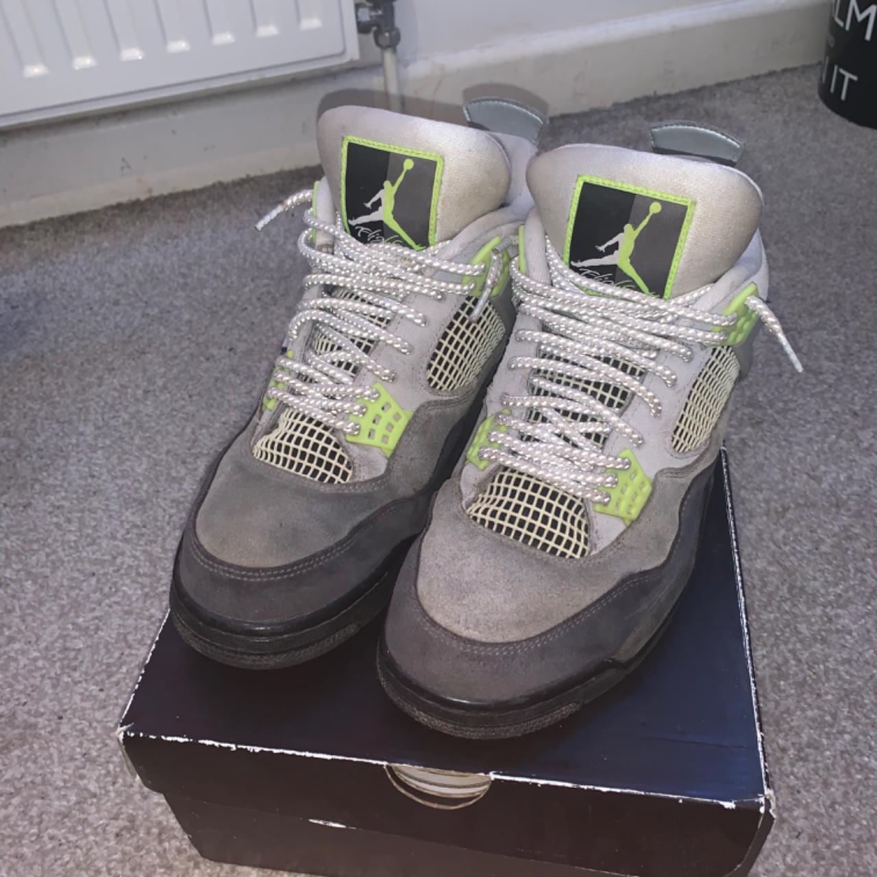 Jordan 4 retro SE 95 neon greens. Size 9. Have been... - Depop