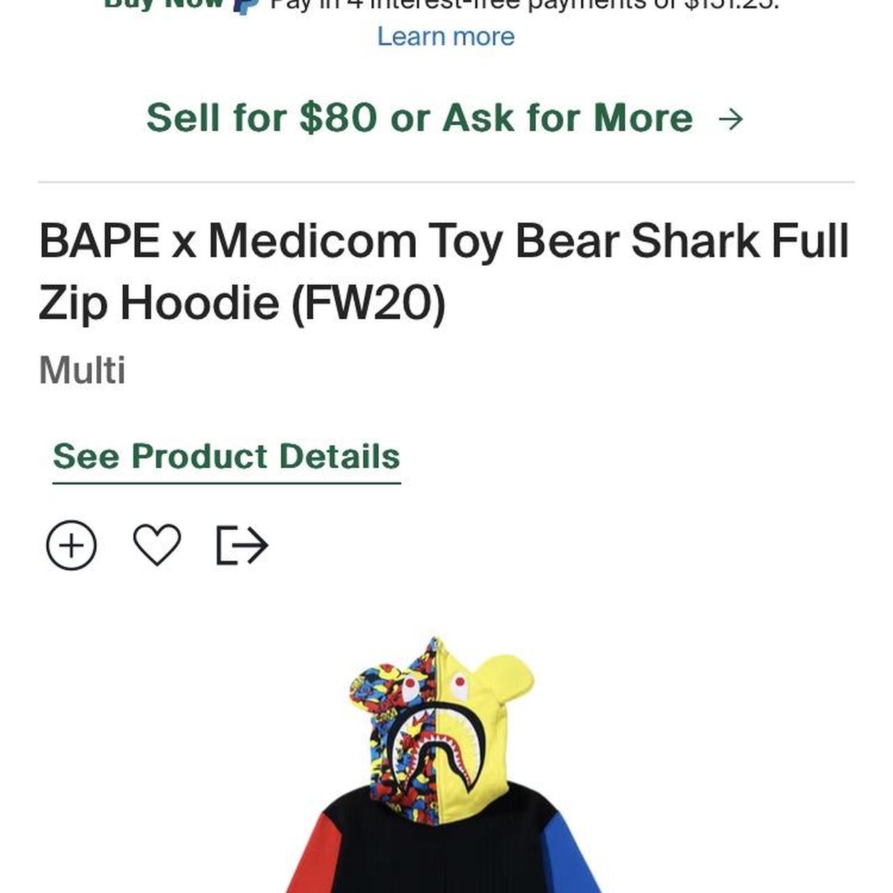 Bape Medicom Toy Bear Shark Full Zip Hoodie