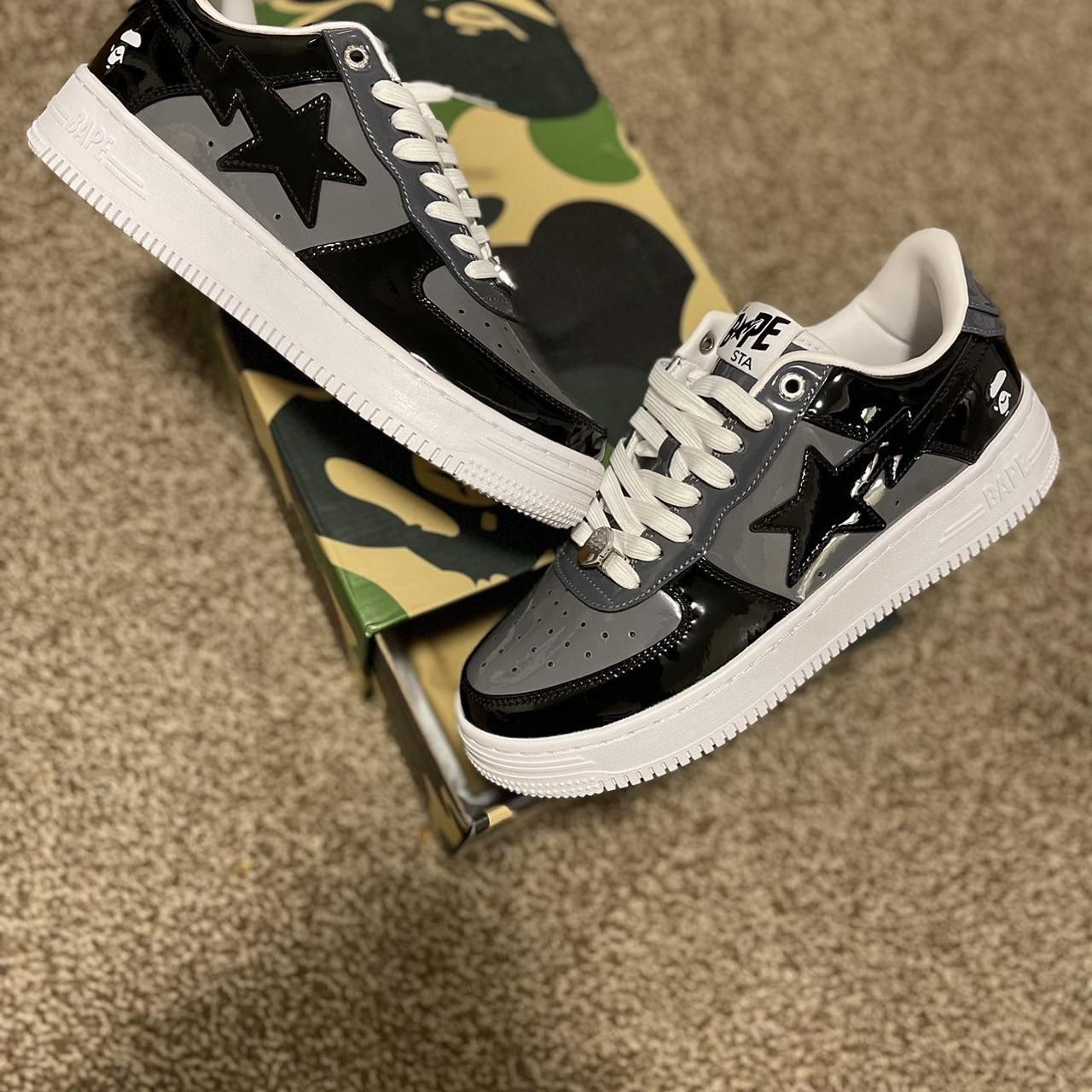 BAPE Men's Grey and Black Trainers | Depop