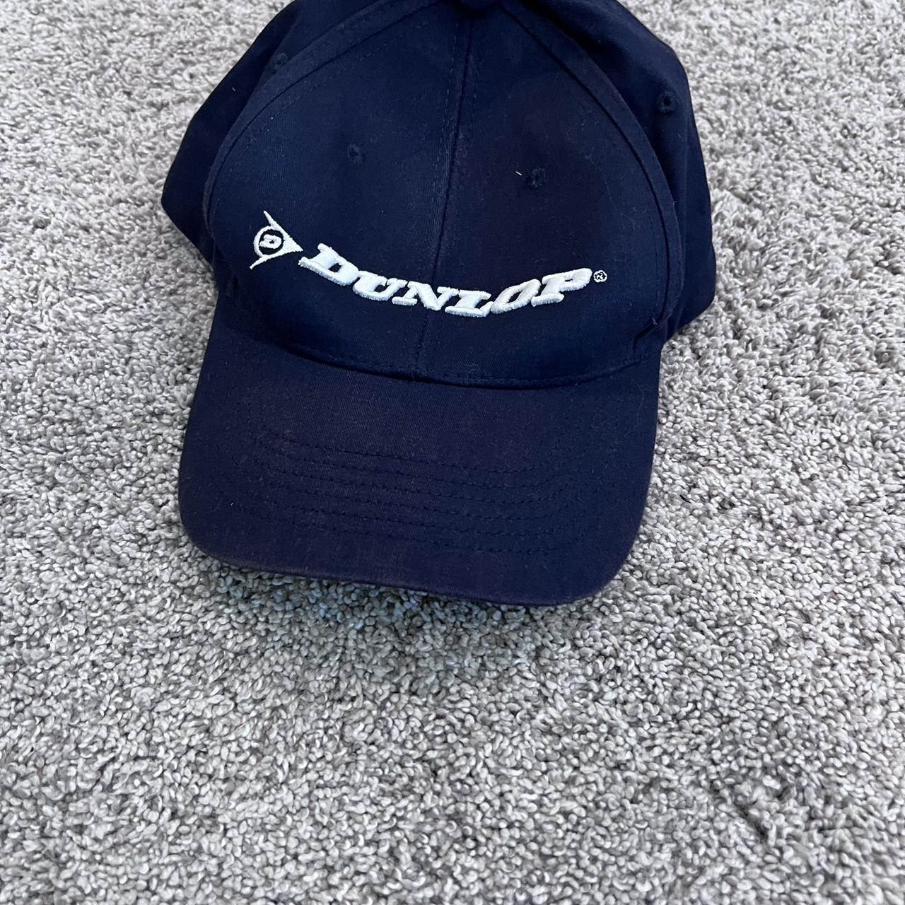 Vintage Adjustable Navy Dunlop Logo Hat - Depop