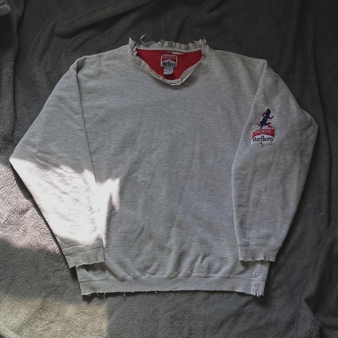 Beautiful distressed Marlboro sweater with amazing... - Depop