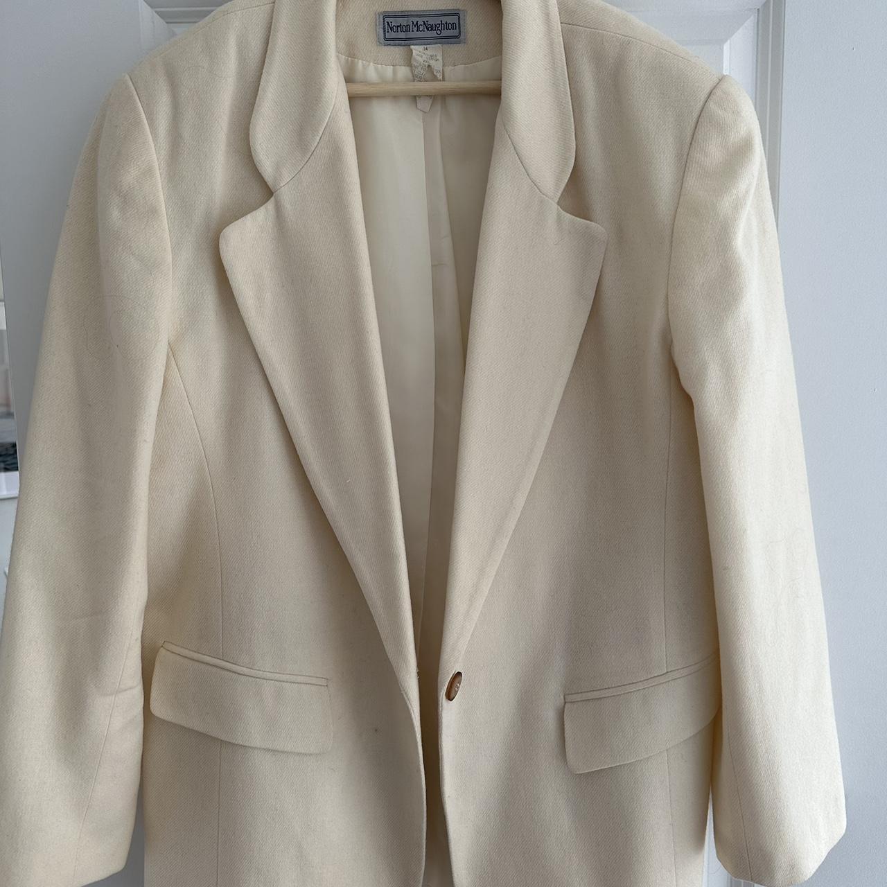 Vintage Norton McNaughton Cream Wool Blazer Size... - Depop