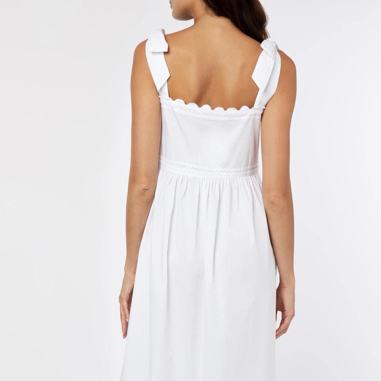 JULIET DUNN White Poplin outlet Tie Shoulder with Ric Rac Detail