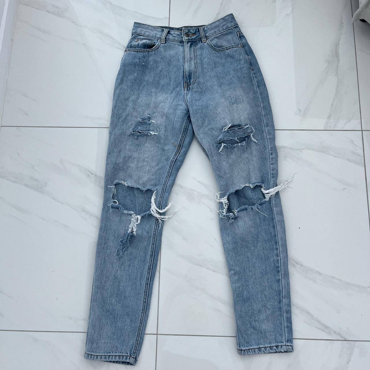 Blue ripped denim jeans - size au8 women’s - Depop