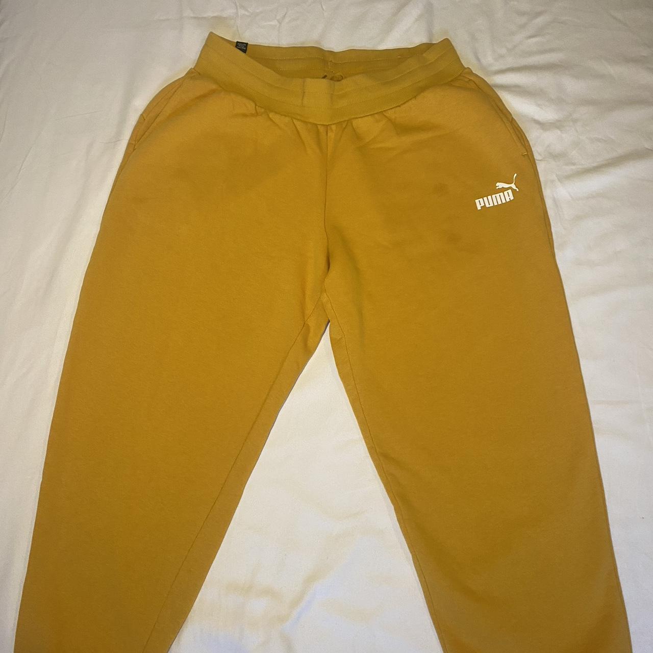 Puma yellow sweatpants Size M 100 Cotton Slight. Depop