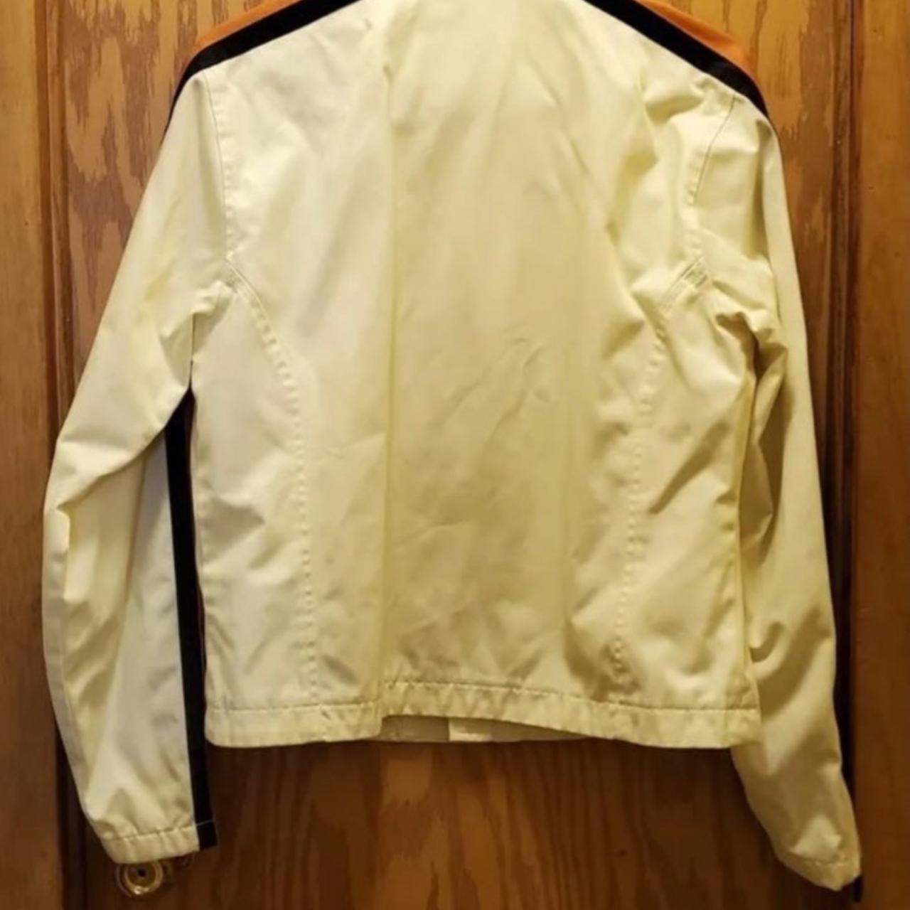 Harley Davidson Women's White and Orange Jacket Depop