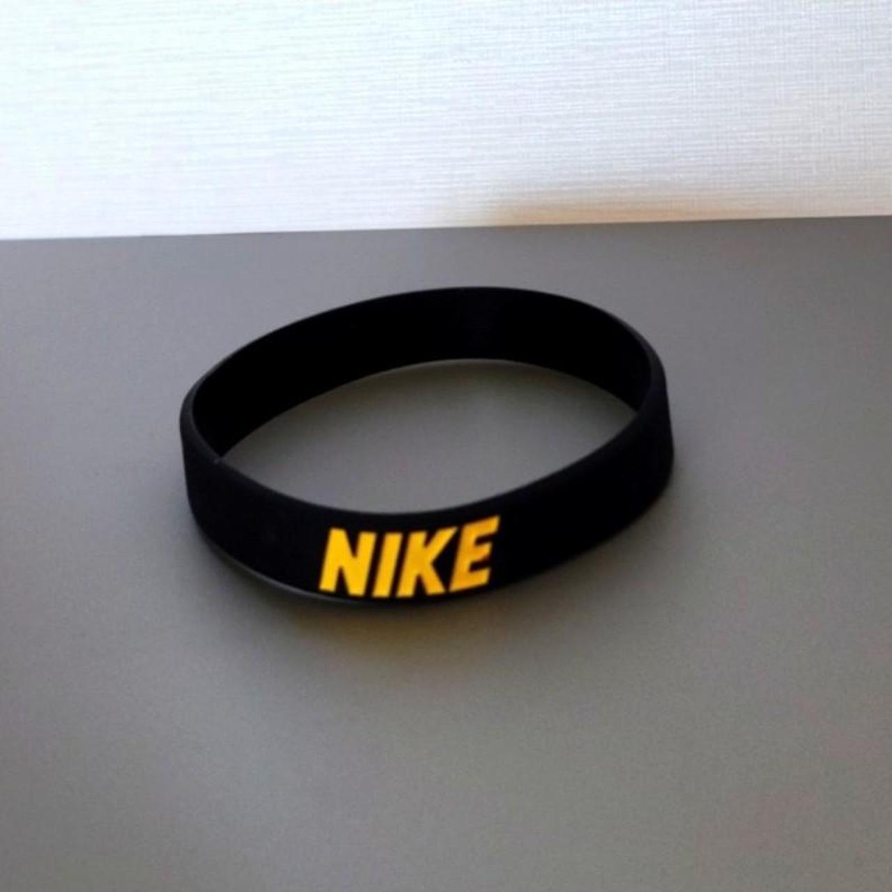 NIKE SWOOSH Logo Black Bracelet Set Yellow Wristband... - Depop