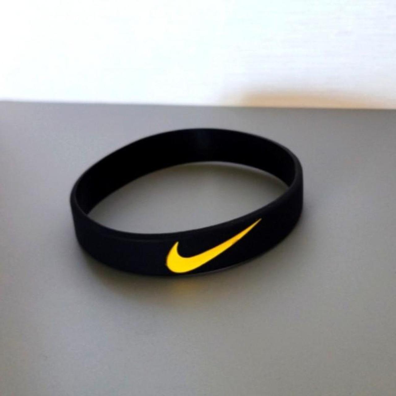 NIKE SWOOSH Logo Black Bracelet Set Yellow Wristband... - Depop