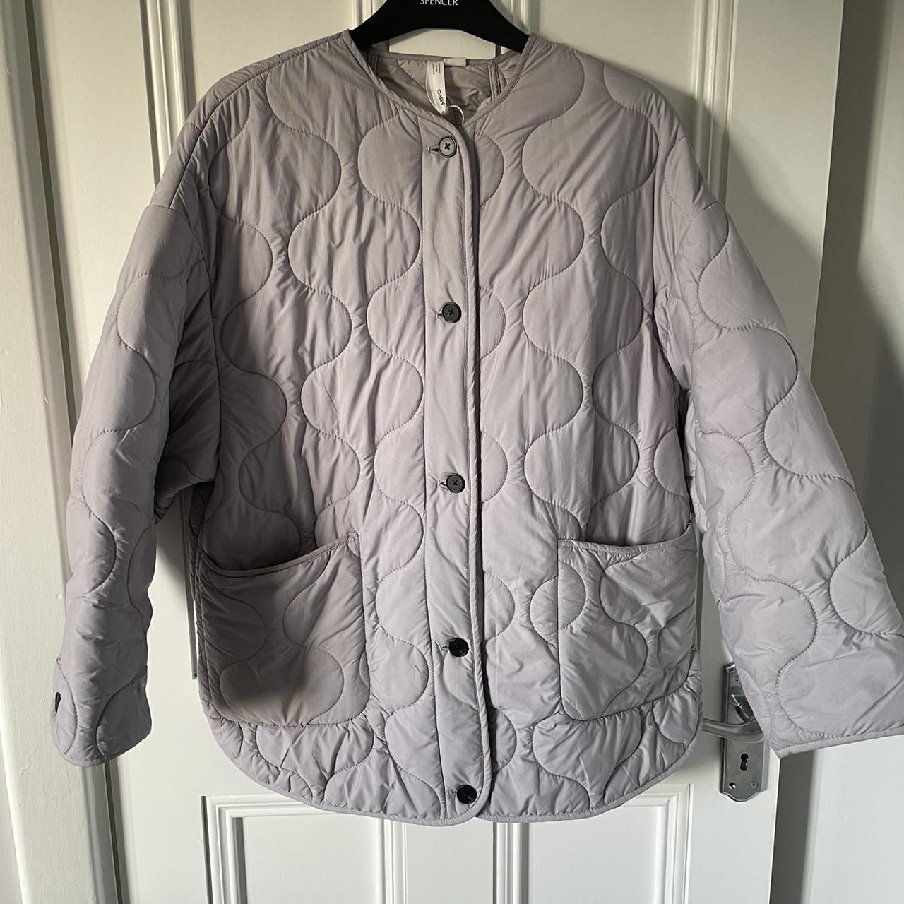 Mango quilted jacket #mango #jacket #purple - Depop