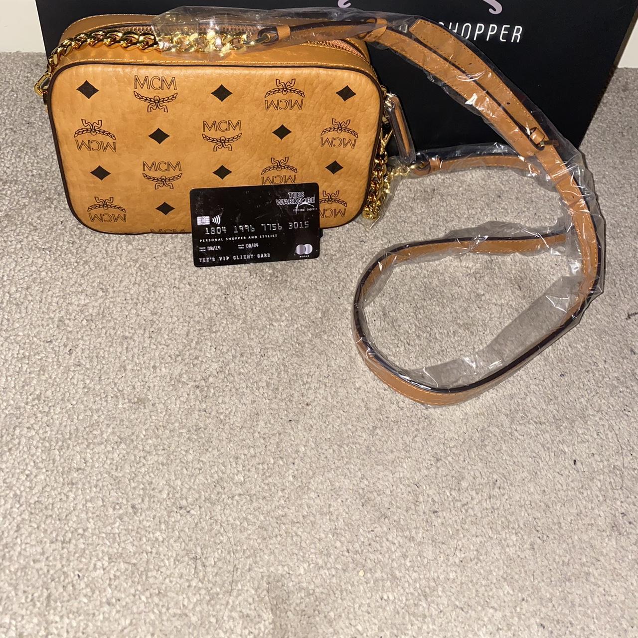 Mcm visetos original slg crossbody bag cognac sale