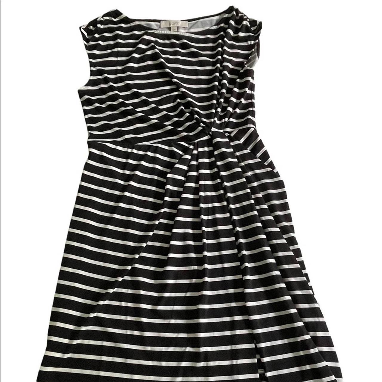 Loft black and 2025 white striped dress