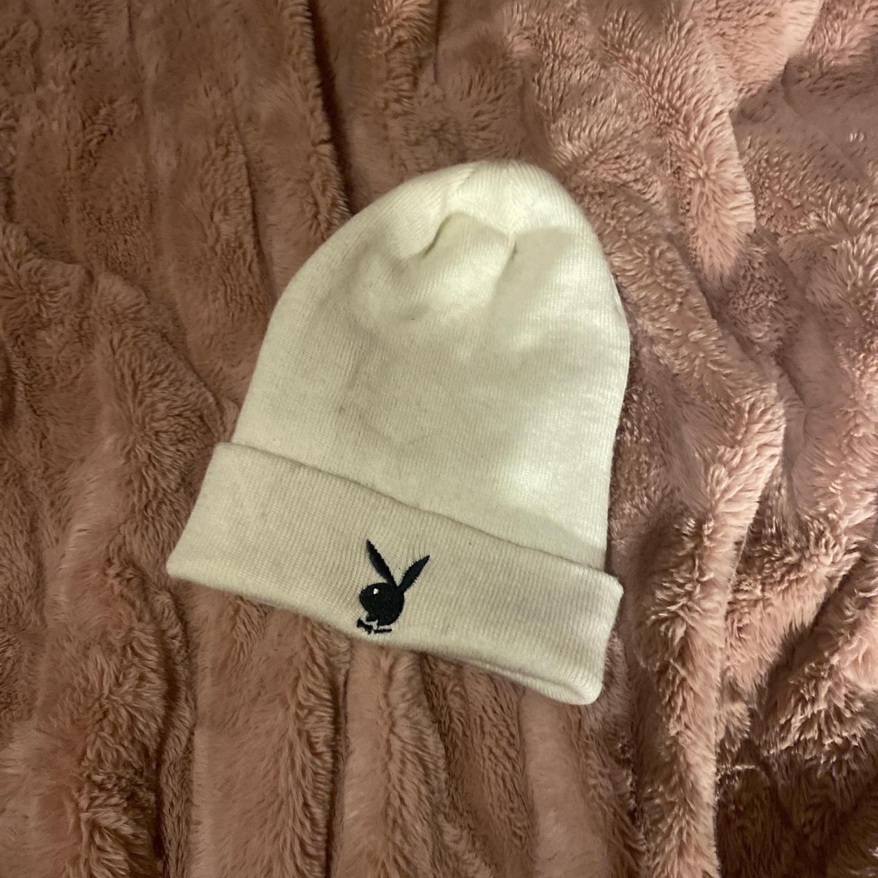 Playboy beanie in white and cream #y2k #ski Depop