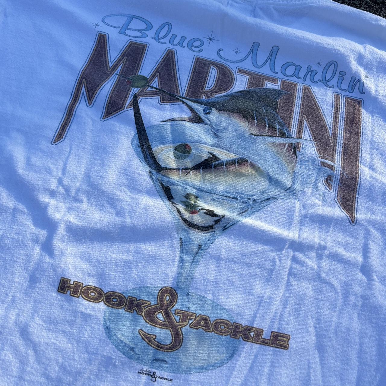 Vintage Blue Marlin Martini Graphic Tee size men's - Depop