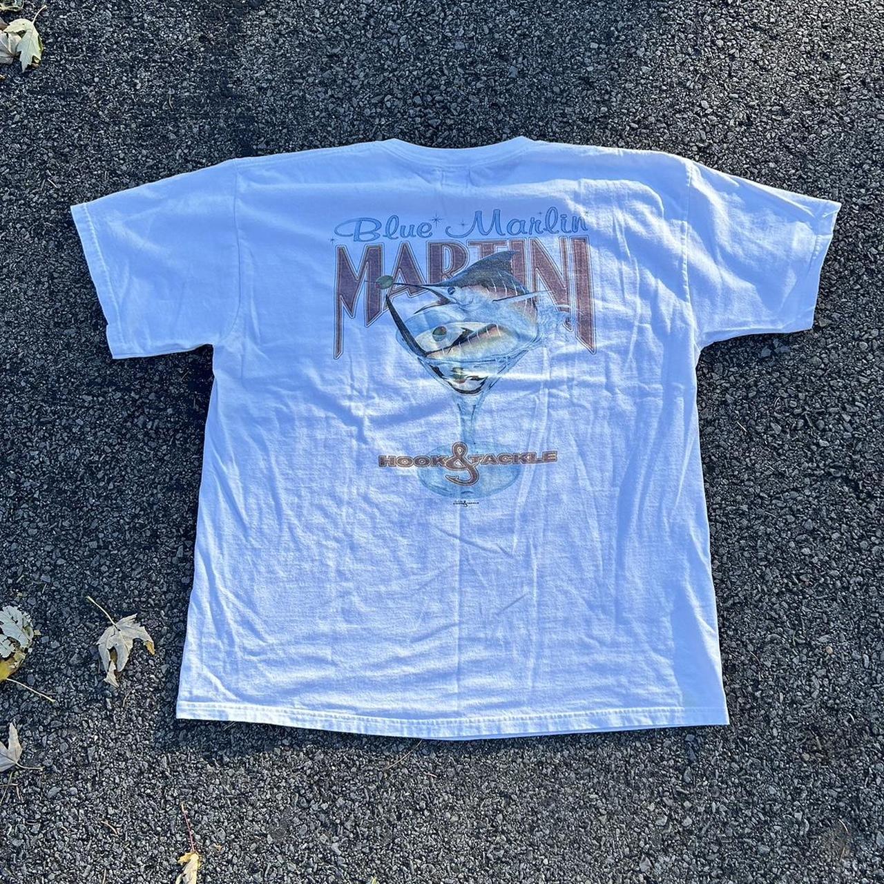 Vintage Blue Marlin Martini Graphic Tee size men's - Depop