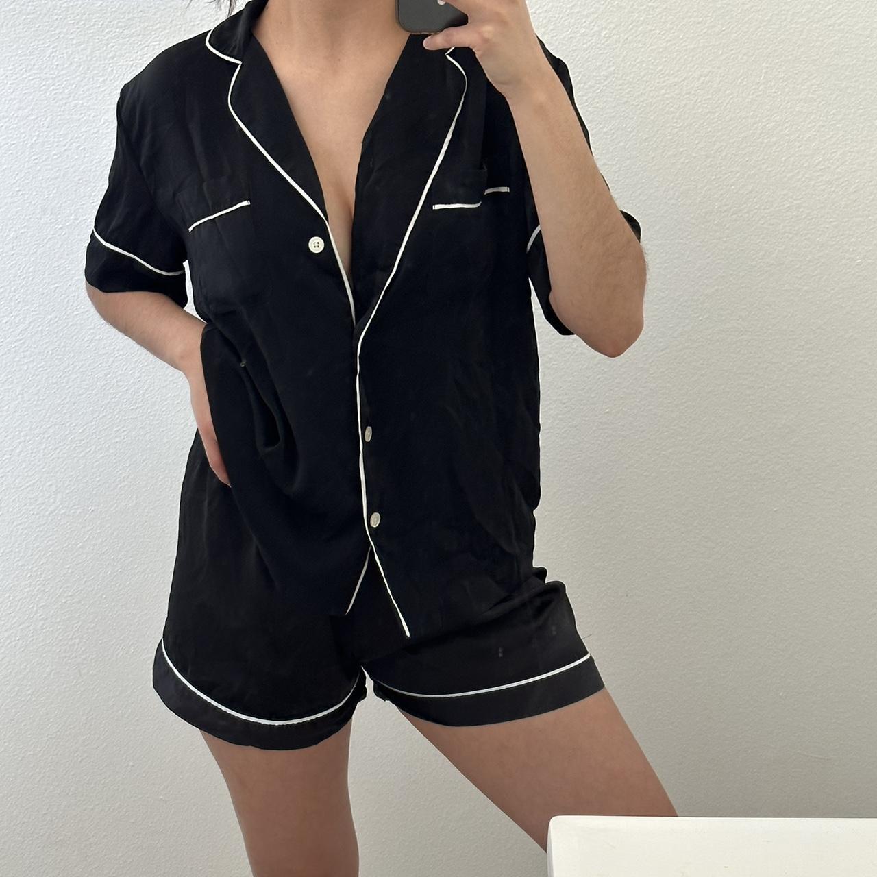 J.Crew Women's Black and White Pajamas Depop