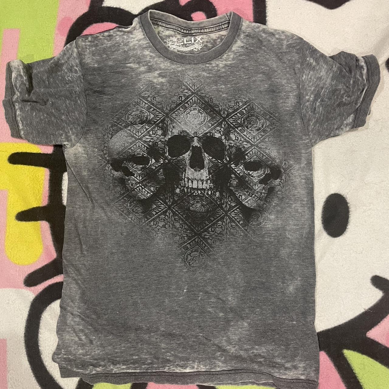 cool skull shirt #y2k #grunge #skater #skull... - Depop