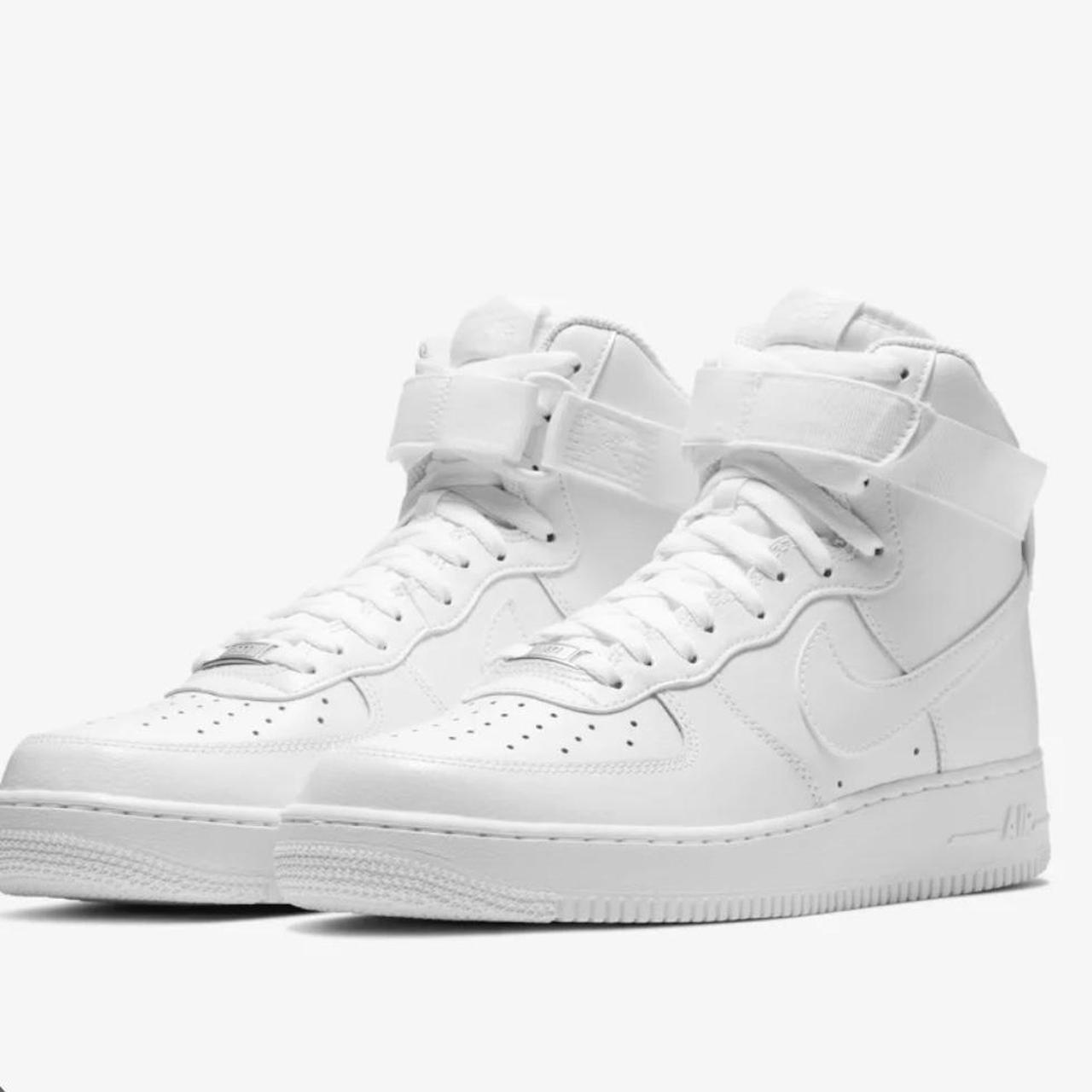 Nike white high top air forces Size 8.5 Great... - Depop