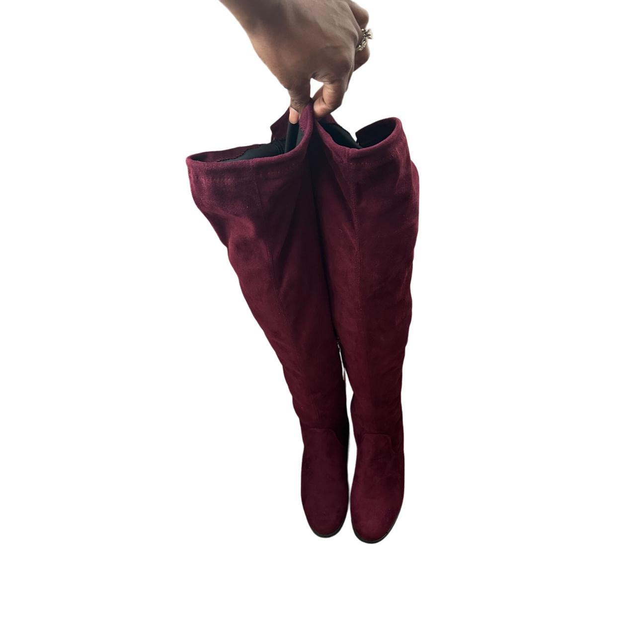 Nature Breeze Burgundy Suede Over The Knee Boots. Depop