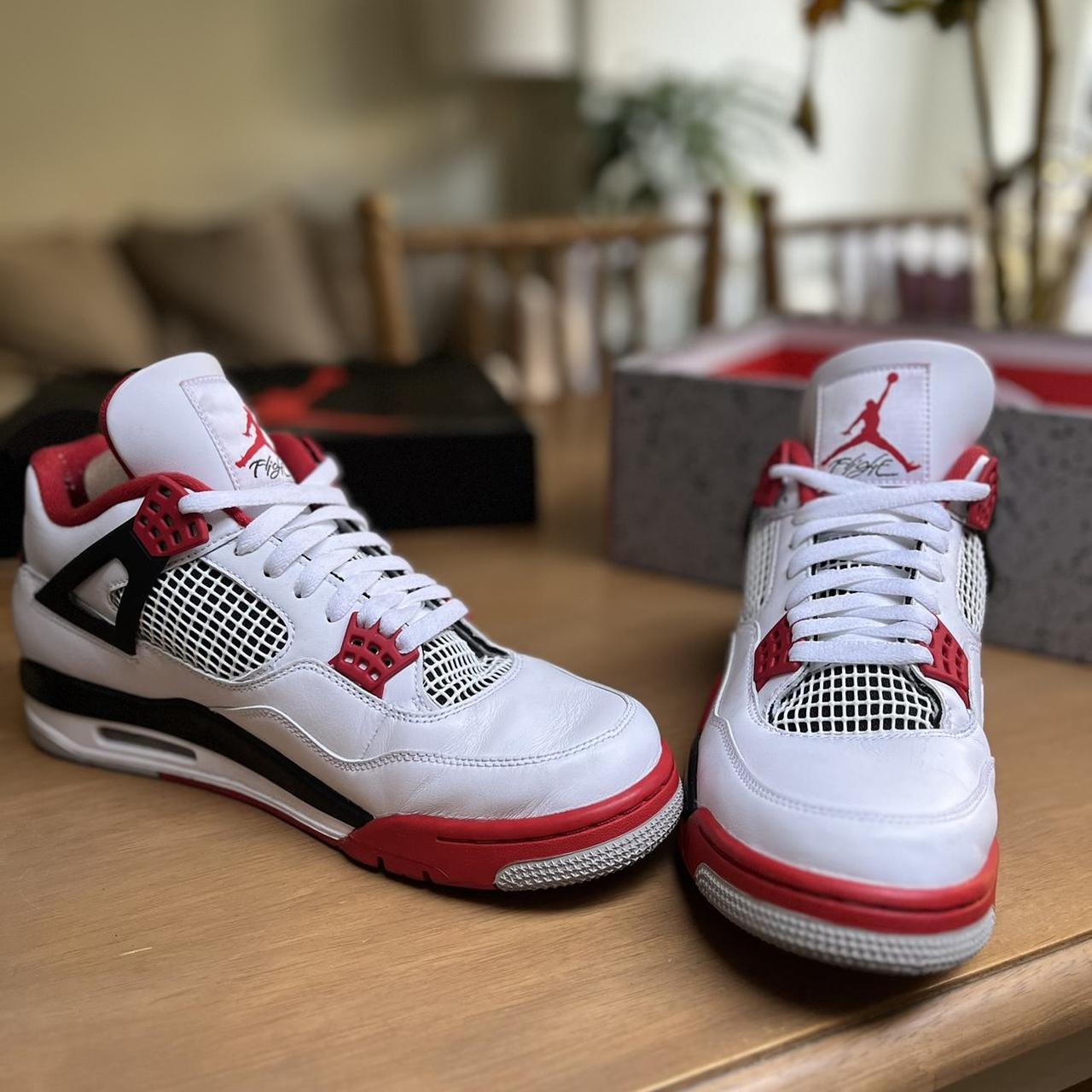 Jordan Retro white/fire red-black-tech grey Depop