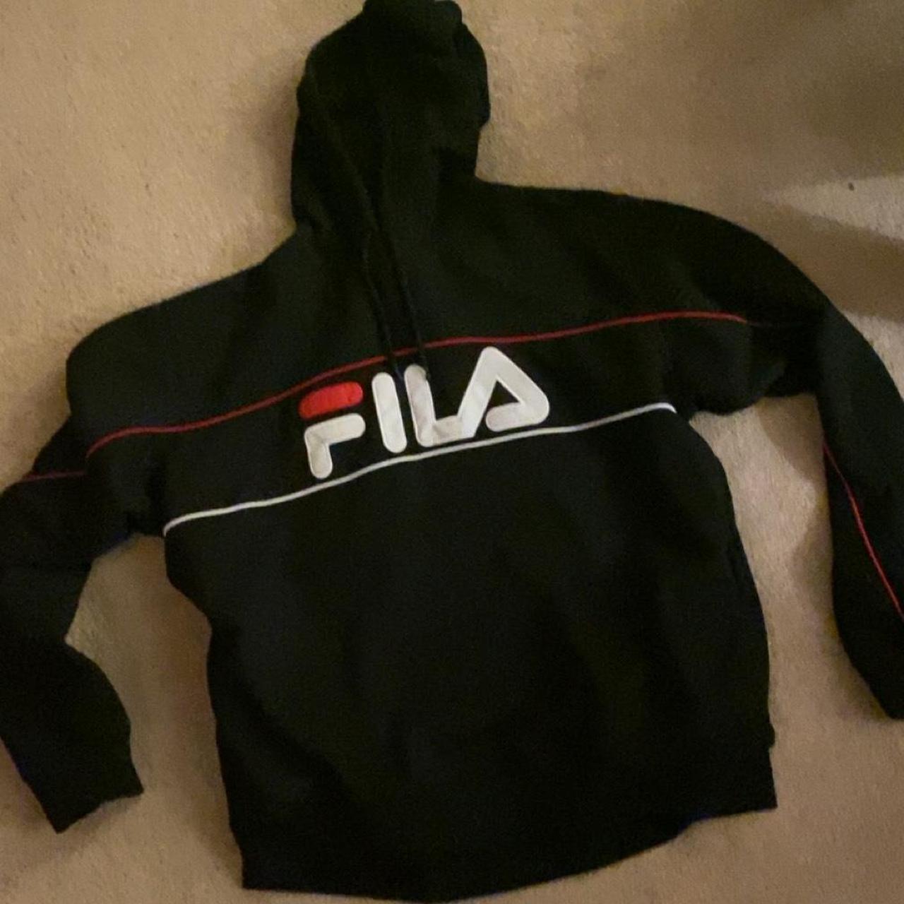 fila hoodie medium black red white fit regular