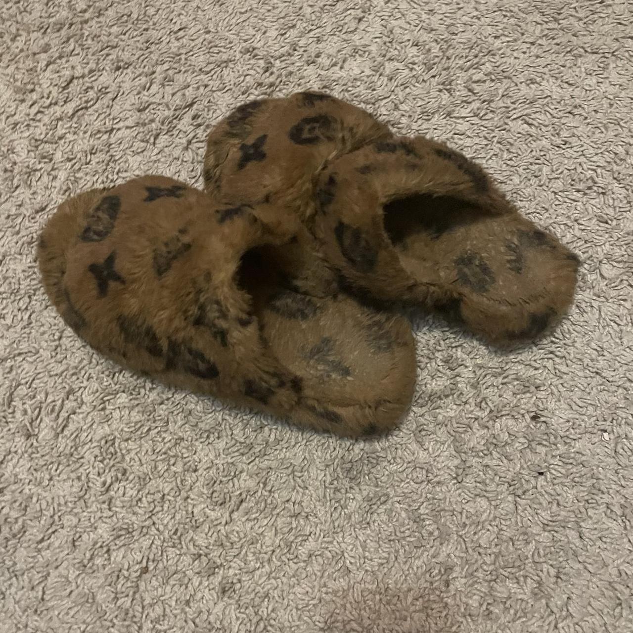 Louis Vuitton Women's Brown and Black Slippers Depop